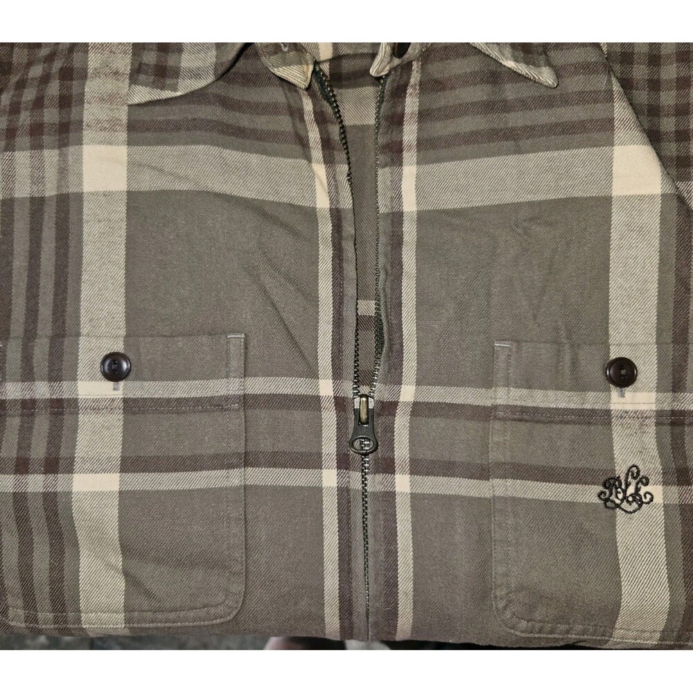 Lauren Ralph Lauren Flannel Shacket Full Zip Size M Olive Green Plaid Shirt - Picture 6 of 8
